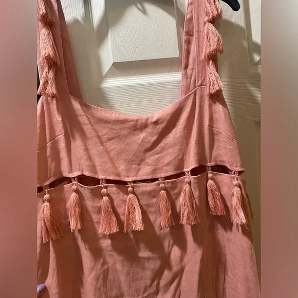 Antonio Melani 12, 14Pink Nat Note Cici Tassel Linen Maxi Dress Sleeveless NWT - Picture 13 of 16